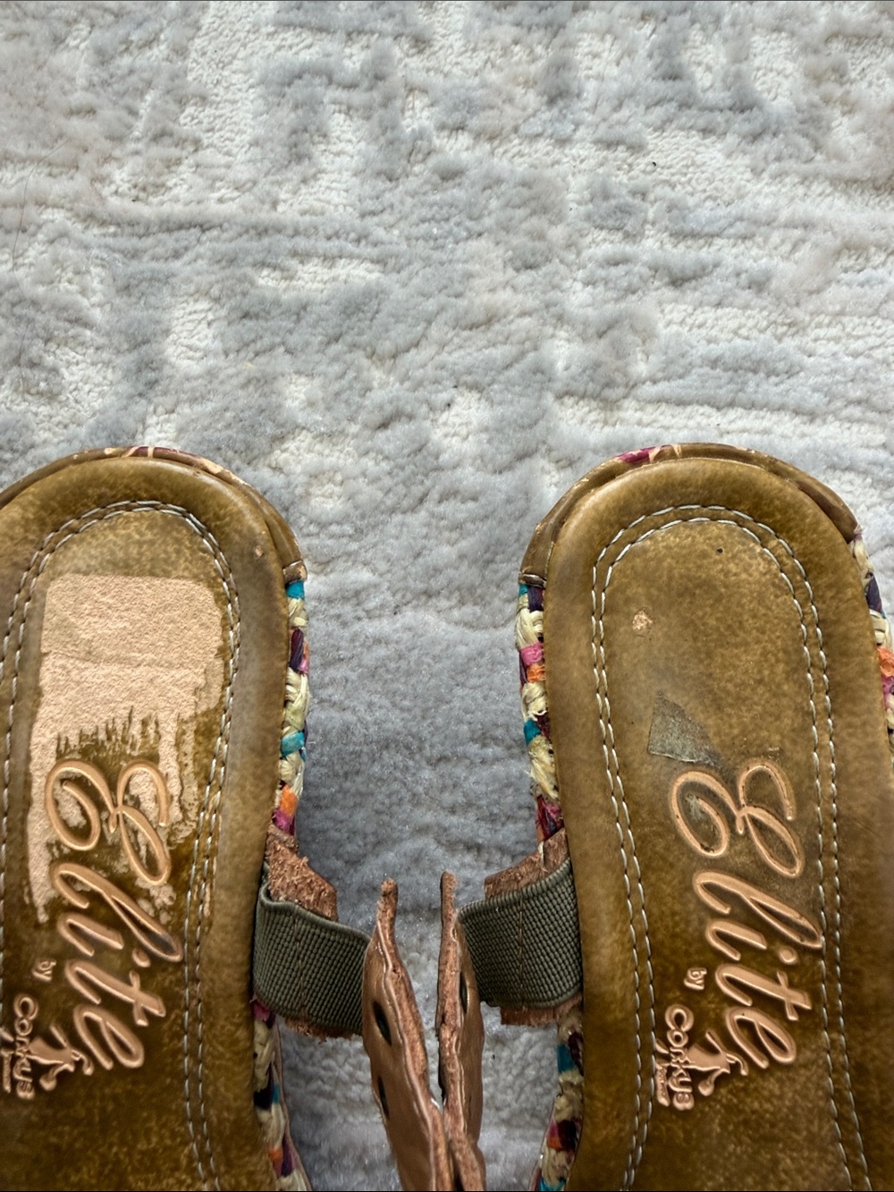 Elite Collection Women's Brown Teal Pink Wedge Sandals - Picture 7 of 8